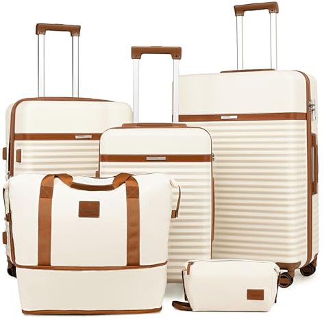 Joyway Set de Valises 5 PCS, Ensemble Bagages - 20/24/28'', Valise de Voyage Grand Espace, Roues Pivotantes à 360° Serrure TSA et Léger Durables Comprenant 1 Trousse de Toilette 1 Sac