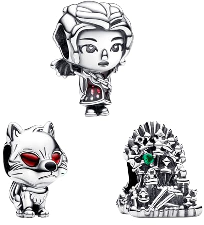 H.ZHENYUE Anhänger Charms 925 Sterling Silber Iron Throne Direwolf Dragon Mother with Zirconia Europäische Armbänder und Halskette,Schmuck Geschenk Weihnachten,Valentinstag,Muttertag Pack von 3 Damen