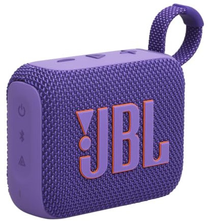 JBL Go 4 - Ultra-Portable, Waterproof and Dustproof Bluetooth Speaker, Big Pro Sound with punchy bass, 7-Hour Built-in Battery, Made in part with recycled materials (Purple)