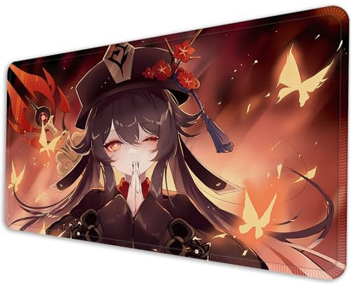 Tapis de souris de jeu Anime Genshin Impact Hu Tao 60 x 30 x 0,2 cm Grand tapis de souris extra épais base en caoutchouc antidérapant AB7