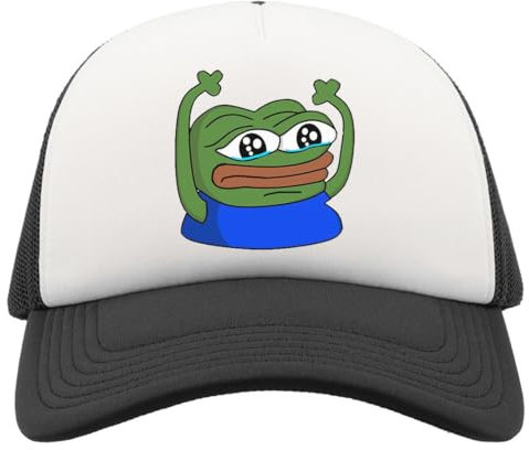 Sad Hype Pepe Half Mesh Trucker Cap Baseballmütze Snapback Schwarz, Schwarz , Einheitsgröße