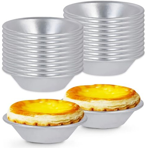 WUERKIYA 20 Pcs Yorkshire Pudding Tray, Mini Muffin Tray, Aluminium Egg Tart Mould, Baking Moulds Mini Pie Dishes, Non-Stick Mini Baking Pudding Tins Set, for Egg Tart Baking Tray Cupcake Cup DIY