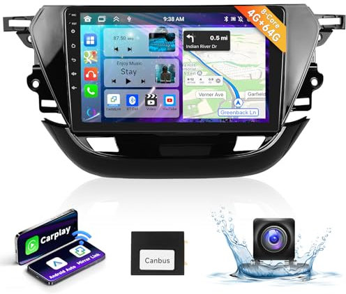 4G + 64G 8-Core, Podofo 9 Autoradio Bluetooth per Opel Corsa 2020-2022 Carplay Android Auto Wireless, 1280 x 720, WiFi GPS navigatore HiFi/RDS/FM DSP, Android 13 Radio 2 din con touch screen +