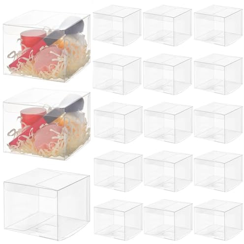BENECREAT 20Pcs klare Geschenk-Boxen mit Film, 10x10x8cm Rechteck Transparente PVC-Gunst-Boxen für Hochzeit Party