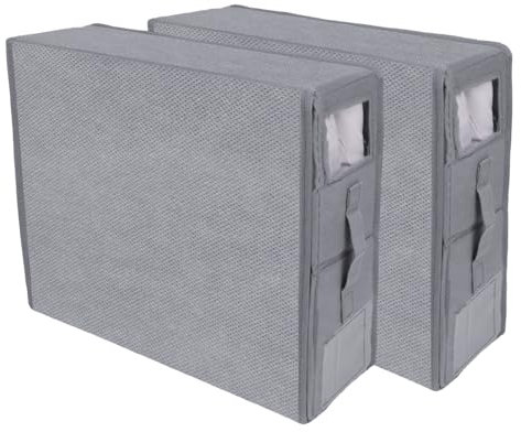 OWill 2 Pack Under Bed Storage Organiser, Bed Sheet and Closet Organiser, Foldable Storage for Bedding, Sheets Keeper, Grey