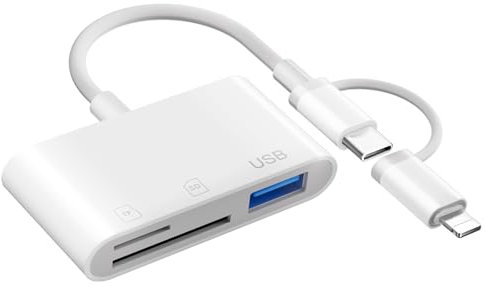 Loydia SD Kartenleser USB C SD Card Reader, 3-in-1 Lightning Kartenleser Kamera Kartenlesegerät Adapter, Plug & Play, SD-Karten Adapter für iPhone Fotografie Speicherkartenadapter für iPhone15/13/11/X