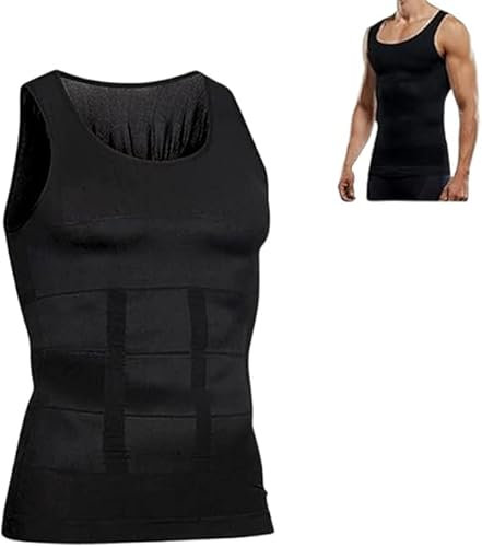 Shaperluv - Canotta da uomo, Shaperluv Tank 2.0 da uomo, canottiera a compressione per la pancia, Nero , L