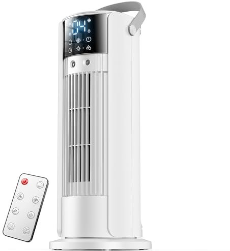 Aire acondicionado portátil 4 en 1 con nebulización – Acondicionadores móviles silenciosos, 4 velocidades, 2 cabezales de pulverización, 700 ml tanque, mando a distancia, oscilación 90°, bajo consumo