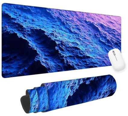 Blue Mouse Mat Ocean Gaming Mouse Pad 600x300x3mm Large Mouse Pad, Gaming Keyboard Mousepad, Extended Mousemat, Waterproof Surface, Durable Stitched Edges, Laptop Desktop Gaming Desk Pad yv-708