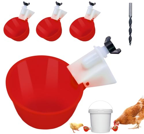 5 Stücke Hühnertränke Automatische Geflügeltränke Hühnerwasserspender Hühnerwassernapf Geflügel Wasser Trinkspender Becher für Hühner, geeignet für Hühnchen, Ente,Taube