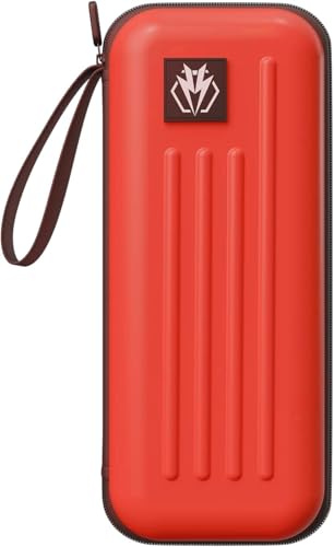 Lavishio Dartkoffer für Stahl- oder Soft-Tip-dartpfeile, fasst 3 Darts und anderes Zubehör, mit eingebautem Aufbewahrungsrohr und Tasche für dartpfeile, Spitzen, Schäfte usw. (Red)