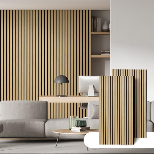 Jaxguom Akustikpaneele Holz 120x60cm,3 Stück Wandpaneele Holz zur Raumakustik-Verbesserung,3D Paneele Wand für Innenräume,Wandverkleidung,Holzpaneele Wand mit Holzfurnier & Filz,Eiche