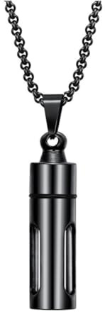 TOGEVAL Openable Perfume Bottle Necklace Pendant Stainless Steel | Black, Delicate Workmanship, Neck Decoration for Parties, Stylish Creative Design