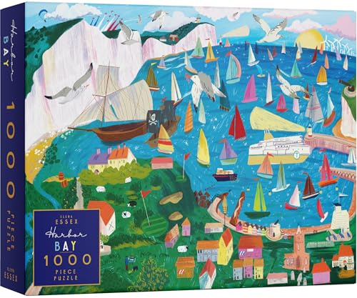 Elena Essex Puzzles für Erwachsene, 1000 Teile – Harbor Bay, 1000 Teile Puzzle für Erwachsene, Puzzles 1000 Teile, Bunte Segelboote, Meer, Strand, Landschaft, Puzzle-Größe 70x50cm