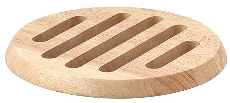 Continenta runder Holz-Untersetzer aus Gummibaumholz, Unterlage für Töpfe und Pfannen, Größe: Ø 20 x 1,5 cm