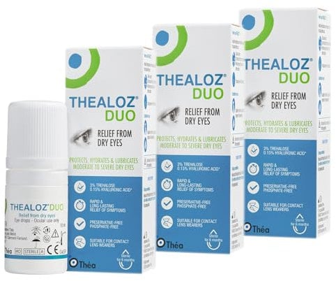 Thealoz Duo Eye Drops - Rapid & Long-Lasting Relief for Dry, Tired & Sore Eyes | Gentle, Preservative-Free Formula | Suitable for Contact Lens Wearers | Pack of 3 x 10ml (900 Drops)