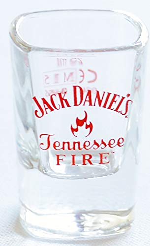 Jack Daniel Tennessee Fire Schnapsglas (quadratischer Boden, Robustes Schnapsglas)