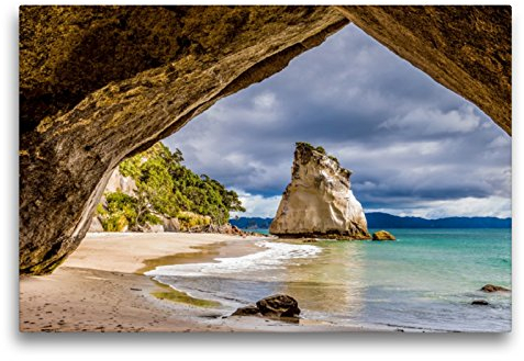 Premium Textil-Leinwand 75 x 50 cm Quer-Format Cathedral Cove - Neuseeland | Wandbild, HD-Bild auf Keilrahmen, Fertigbild auf hochwertigem Vlies, Leinwanddruck von Thomas Klinder