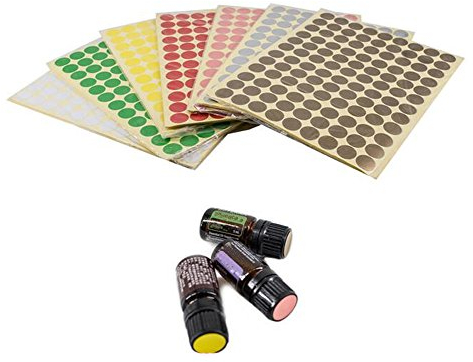 6 Blätter 576PCS Etiketten leere mehrfarbige Runde Kreis ätherisches Öl Cap / Top Label Aufkleber 0,6 Zoll Durchmesser perfekt für Roller Flaschen Sample Fläschchen (Farbe zufällig)