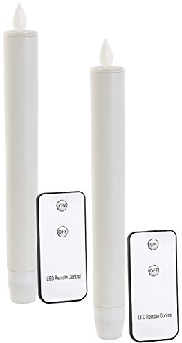 Britesta LED Stabkerzen Echtwachs: 2er-Set LED-Stabkerzen mit beweglicher Flamme und Fernbedienung, weiß (Tischkerzen, LED Echtwachs Stabkerzen mit beweglicher Flamme, Stabkerze bewegliche)