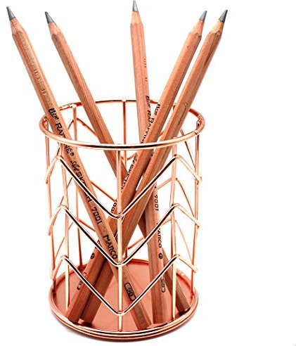 Gullor Desktop - Porte-crayons, porte-mine, fil métallique, or rose