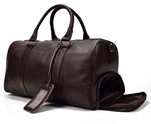 LUUFAN Leder Reisetasche für Männer große Kapazität Gepäck Seesack mit Schuhfach, Wochenende Handtasche für Urlaub Geschäftsreise 45cm, schwarz