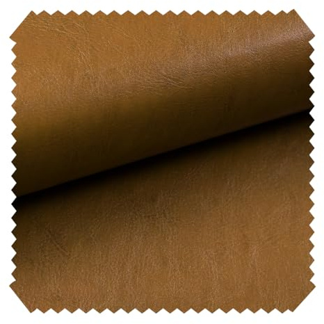 novely® MARGOTH - Glattes glänzendes Kunstleder im Antik-Look - Polsterstoff im Echtleder-Look - Robuster Möbelstoff - Pflegeleichte Meterware 1lfm | Farbe: 23 Camel Beige