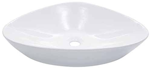 vidaXL Waschbecken Aufsatzwaschbecken Waschtisch Waschplatz Handwaschbecken Waschschale Aufsatzbecken Becken Badezimmer 58,5x39x14cm Keramik Weiß