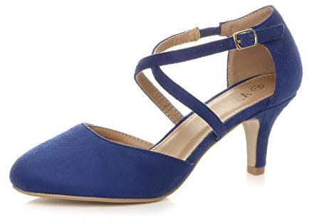 AJVANI Womens Ladies mid high Heel Strappy Crossover Wedding Evening Sandals Shoes Size