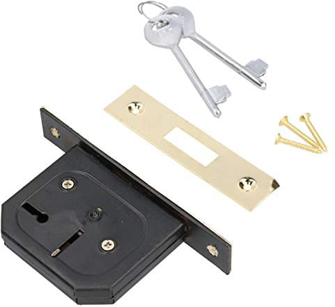 2-1/2 Mortice 3 Lever Deadlock Security Door Bolt Latch Brass Plate Deadbolt