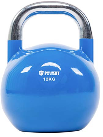 POWERT Wettkampf-Kugelhantel | Premium-Qualität beschichteter Stahl | ergonomisches Design | ideal für Gewichtheben, Workout, Rumpfkrafttraining & Muskelaufbau | Farbkodiert (D-12 kg)