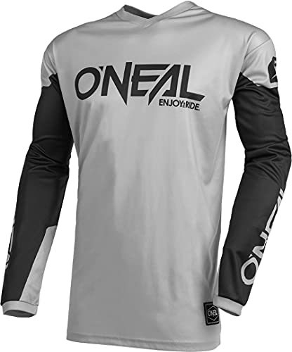 O'NEAL | Motocross-Trikot | Enduro MX | Atmungsaktives Material, gepolsterter Ellenbogenschutz, Passform für maximale Bewegungsfreiheit | Element Jersey Threat | Erwachsene | Grau Schwarz | Größe L