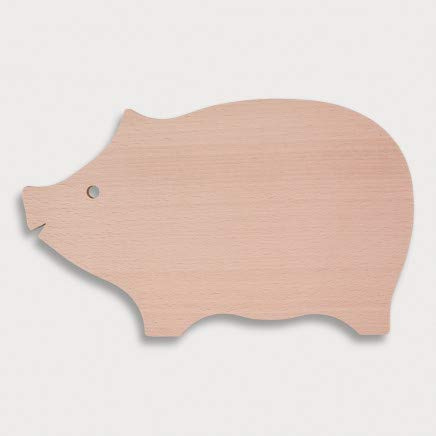 2x HOFMEISTER® Holz Schneidebrett Schwein, Länge 30 cm, robustes Servierbrett aus Europa, Schneideunterlage aus Buche, 1 Stück, Servierbrett, Servierplatte zum Schneiden und Servieren