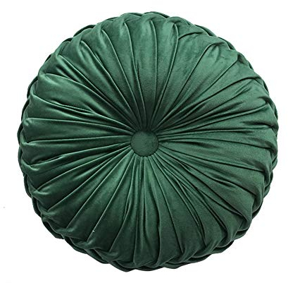 Nicole Knupfer Samt Sitzkissen Stuhlkissen, Rund Sitzkissen Gartenstuhlkissen Sitzauflage Rückenkissen Sofakissen Zierkissen für Indoor und Outdoor (Dunkelgrün)