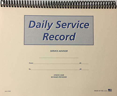 Daily Service Record Book - 50 Sheets/Book (W9)