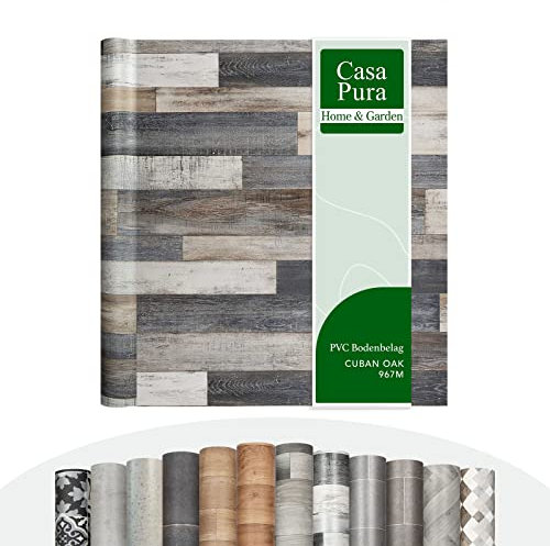 casa pura CV Bodenbelag Plaza - extra abriebfester PVC Linoleum Bodenbelag Meterware (geschäumt) Vinylboden - Cuban Oak Mix 967M - edle Holzoptik - Oberfläche strukturiert - (200x350 cm)