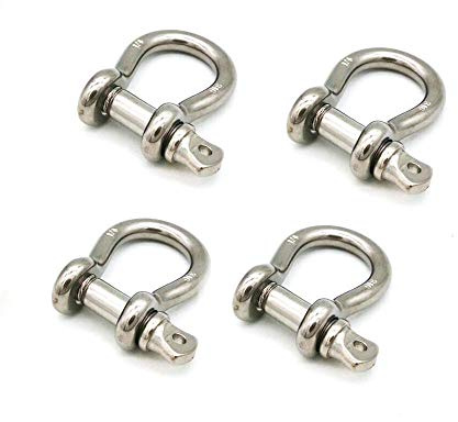 JY-MARINE 1/4 Inch 6mm Screw Pin Anchor Shackle Stainless Steel 316 Heavy Duty Bow Shape Load Clamp for Chains Wire Rope Lifting Paracord Outdoor Camping Survival Rope Bracelets,4 Pieces