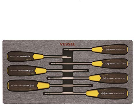 VESSEL WOOD-COMPO Non-Slip Torx Tamper-proof Screwdriver 7PC. Set No.3407EVA Made in Japan by VESSEL