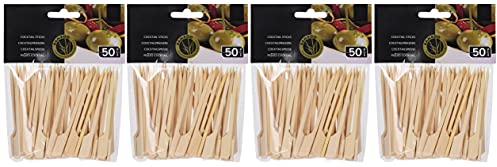 MIJOMA Set Holzspieße, Fingerfood-Spieße Naturholzspieße aus 100% Bambus, Robust & Stabil, Perfekt für Sommer, Grillen, Schaschlik, Cocktail, Fleisch, Früchte, Burger (200, 9 cm)