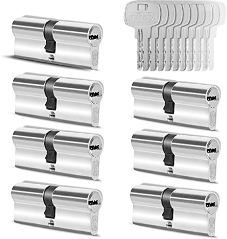 GERCAR 7x Schließzylinder gleichschließend 7 Profilzylinder 35/35 inkl. 35 Schlüssel - 70 mm - Doppelzylinder Türschloss Zylinderschloss gleichschliessendes 7er Set - Länge: 70mm, A:35 B:35