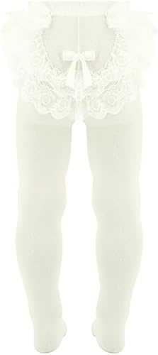 AQUILONE Collant Primizia Tulle, Calze Neonato, Collant Neonata Velato, Collant Bimba per Cerimonia o Battesimo in Retina Effetto Tulle con Pizzo e Fiocco - Made in Italy