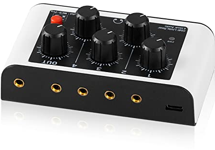 Tragbarer Mini Stereo 4-Kanal Linien Mischer, Kopfhörer Monitoring für Clubs/Bars, extrem rauscharmer Audio-Mixer, Live Studio-Aufnahme