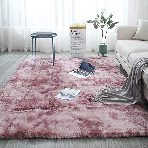 Pauwer Hochflor Teppich Groß Weich 160 x 230 cm wohnzimmerteppich Flauschiger Waschbar Teppich Bettvorleger für Schlafzimmer Wohnzimmer, Rosa