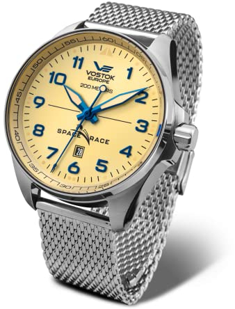 Vostok Europe Space Race Herrenuhr Automatik mit Milanaiseband 20 ATM Datum 325A663-B