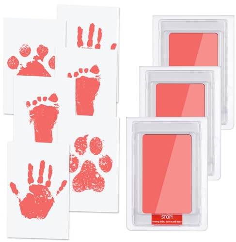 Vicloon Baby Abdruck Set, Baby Handabdruck und Fußabdruck mit 3 x Clean Touch Stempelkissen und 6 x Druckkarten, Babyhaut Kommt Nicht Farbe in Berührung, für Familie Geschenk - Blau