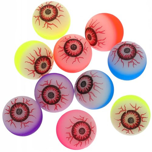 FOMIYES Halloween Hüpfbälle Augäpfel, Halloween Flummi, Hohler Augapfel, 32 mm Horror-Augapfel für Partydekorationen 10 Stück (Gemischte Farben)