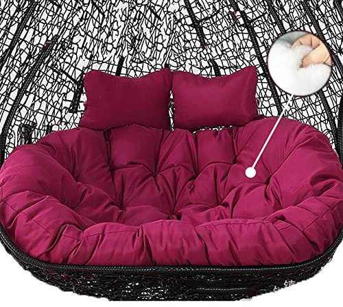 Double Egg Chair Cushion Replacement, 2 Person Large Thicken Outdoor Swing Hanging Cushion with Headrest, Washable Round Papasan Seat Pads for Garden Yard Balcony(Color:Purple)