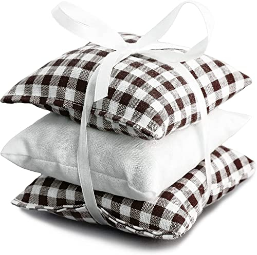 Eukalyptus Duftkissen Kräuterkissen 3er Set mit je 9x9cm - braun-weiß-weiß - 100% naturrein. Eukalyptuskissen