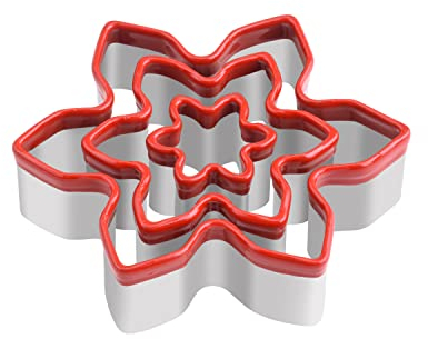 FASAKA Ausstechformen, 3 Stück Schneeflocke Ausstechformen Set, Blumenform Ausstecher für Fondant Dekorieren, Kleine Obst Ausstechformen 9,4 cm, 5,8 cm, 3 cm