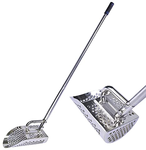 Shaledig Pelle à Sable pour détection de métaux, Pelle en Acier Inoxydable 304 pour détection de métaux pour Adultes, Pelle à Sable antirouille pour la Chasse au trésor, Portable avec Long Manche en